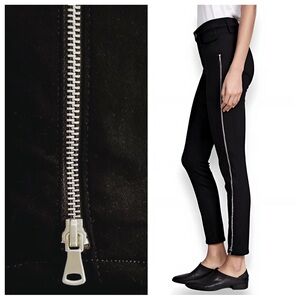 PAIGE Twisted Seam Leg Zipper Moto High Waist Margot Jean Black Shadow size 32